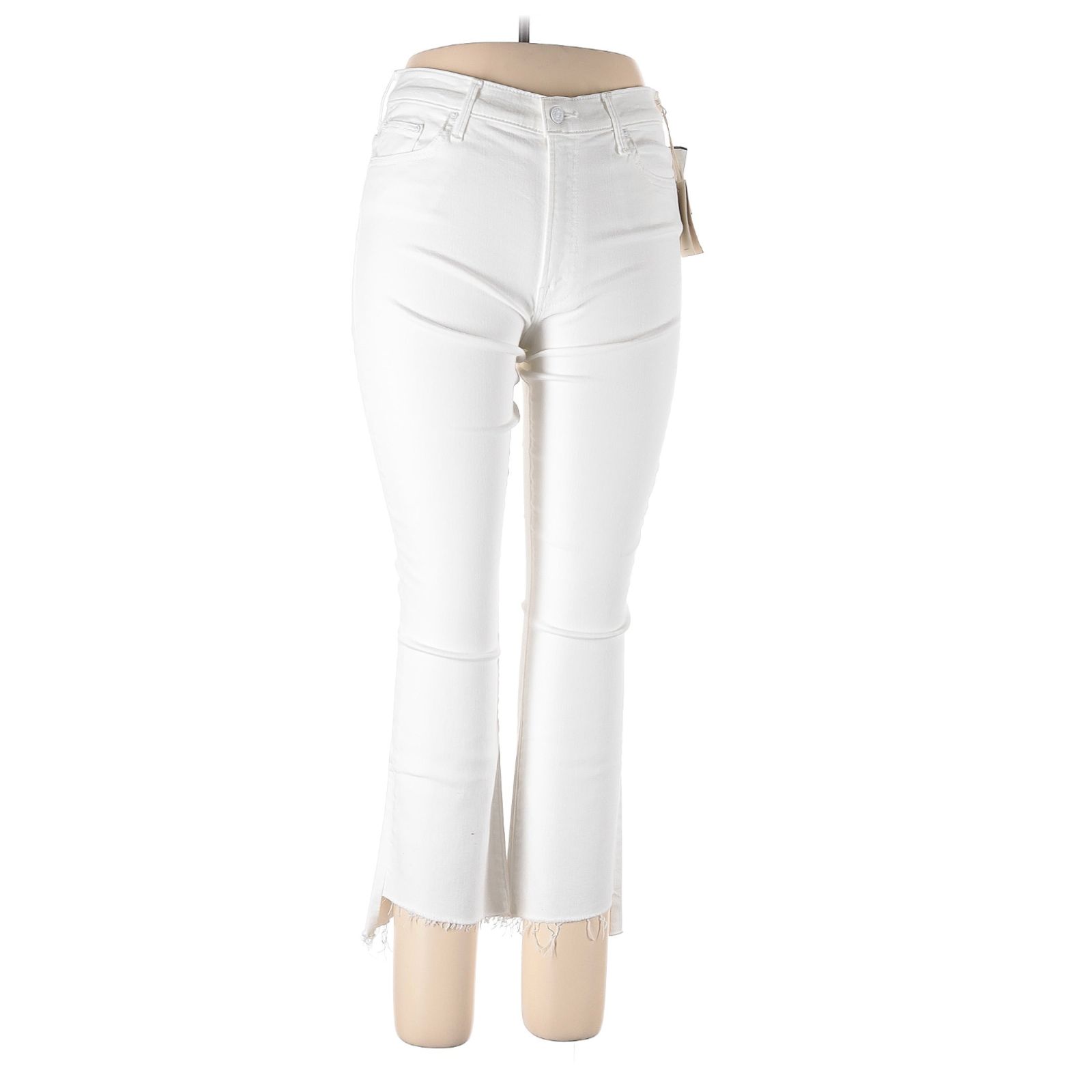 Mother The Insider Crop Step Fray Jeans Women's 32 White Fairest Of Them All Nwt